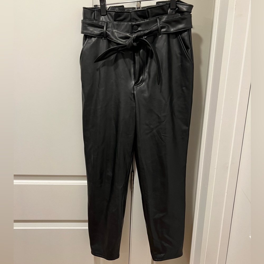 Abercrombie & Fitch Black Leather Paperbag Pants - Sz L